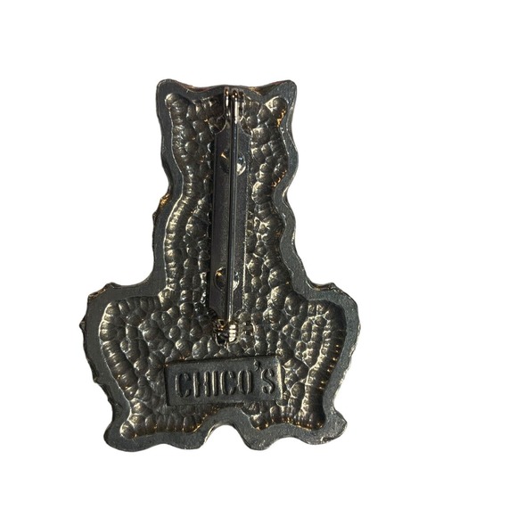 CHICOS Silver Tone Cat Broach Womens Pin Kitten‎ Clear Round Rhinestone Feline - Picture 5 of 7